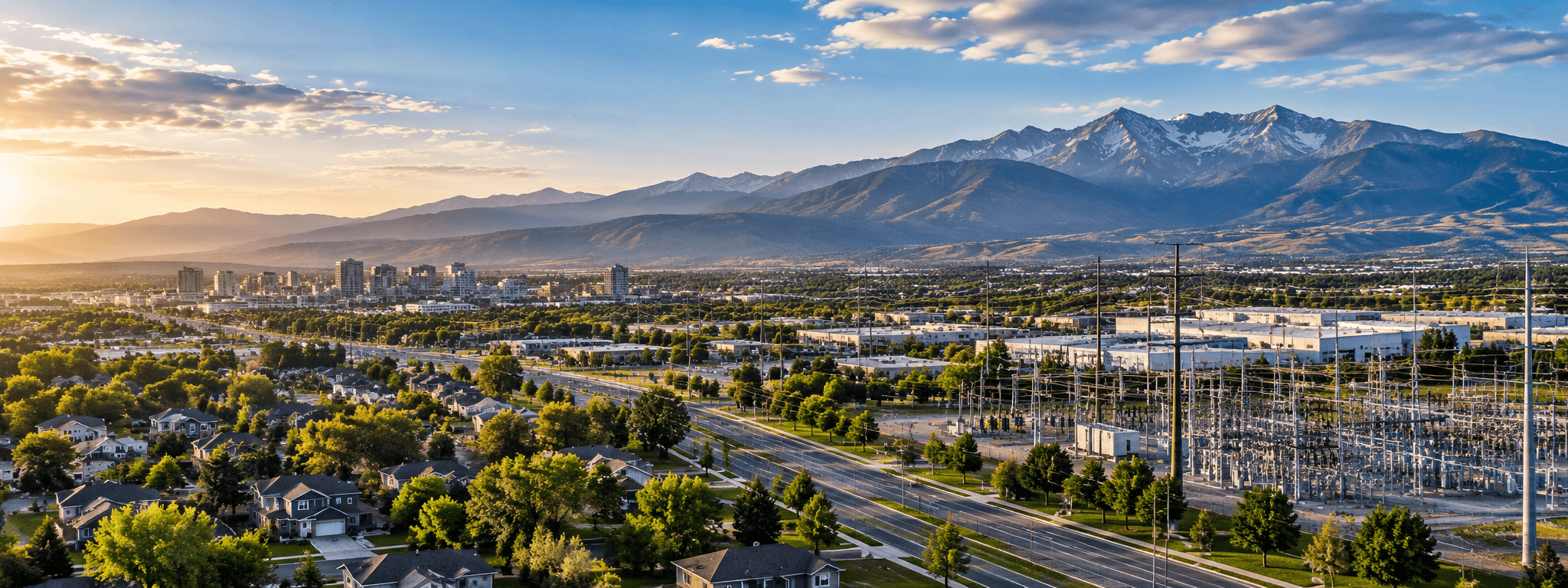 Community, utility infrastructure, and mountains