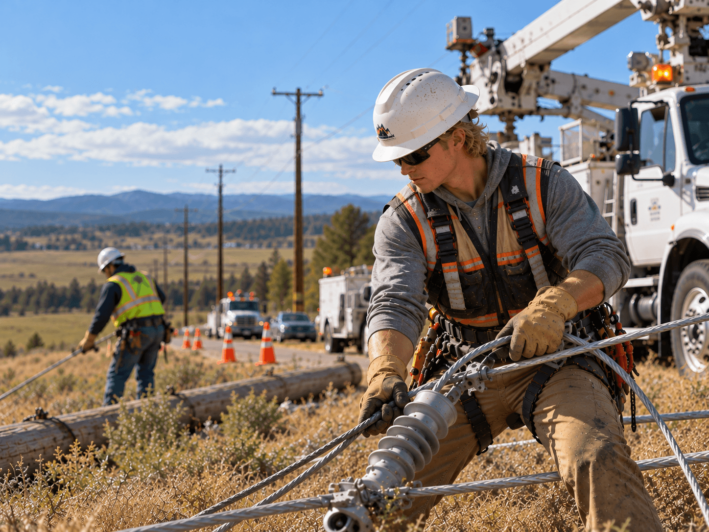 Utility employee working in the field