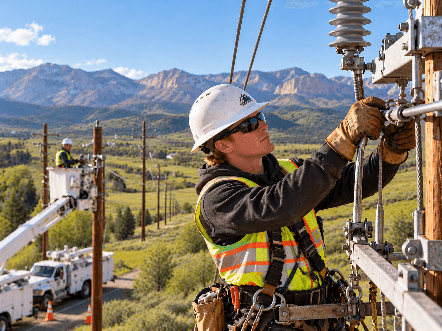 Utility employee working in the field