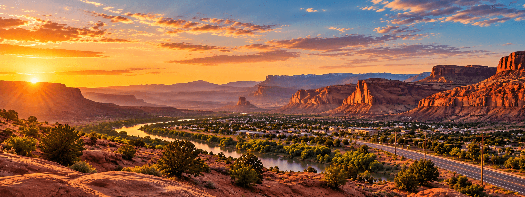 Community, utility infrastructure, and mountains