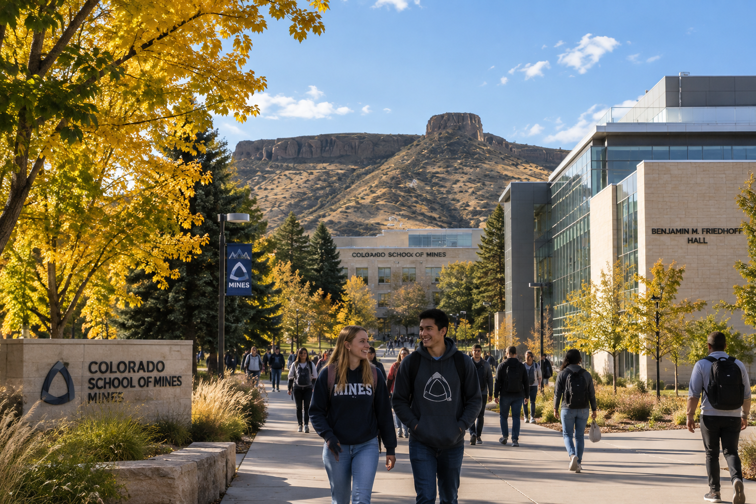 Illustration of the Colorado School of Mines campus in Golden, Colorado